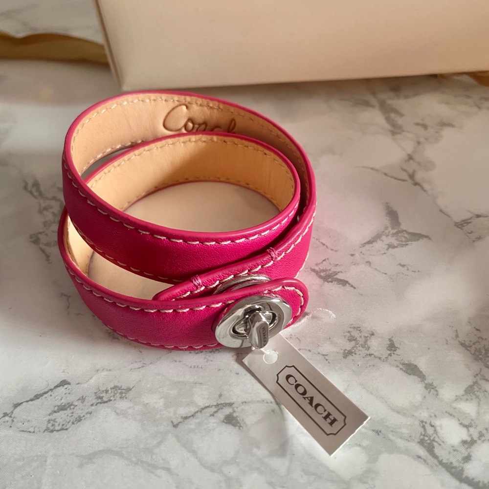 NWT Coach Leather Wrap Bracelet Pink